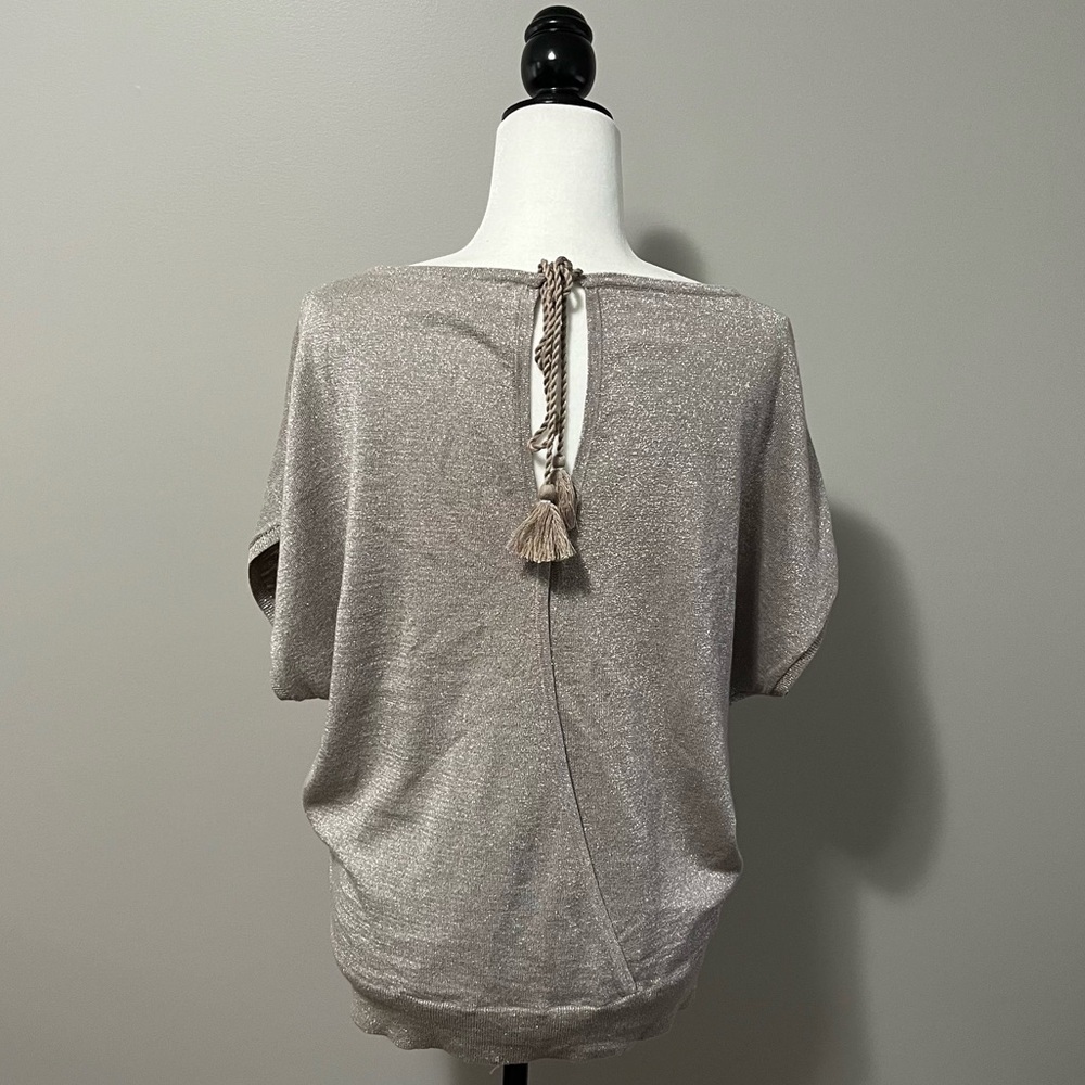 Mint Velvet Chic Metallic Short Dolmen Sleeve Knit Top - Picture 6 of 11